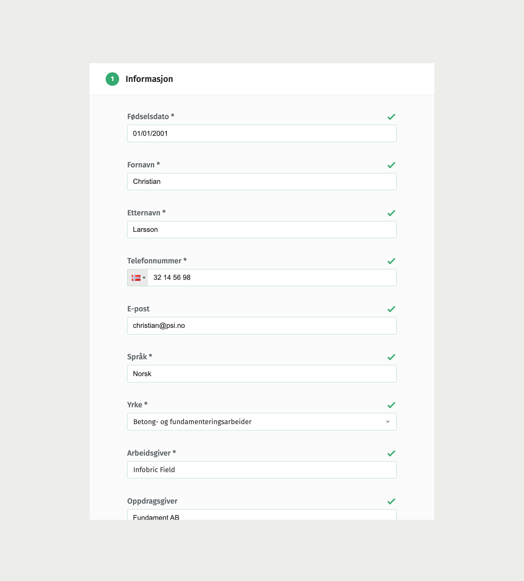 Automatisk PSI Infobric Field